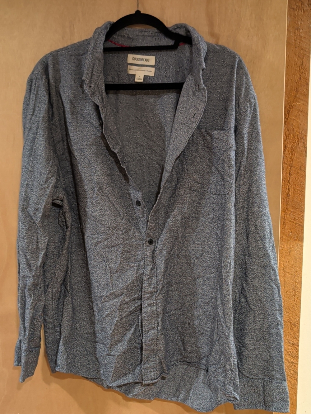 Goodthreads Men's Blue Long-Sleeve Button Front Shirt Jacket- XL